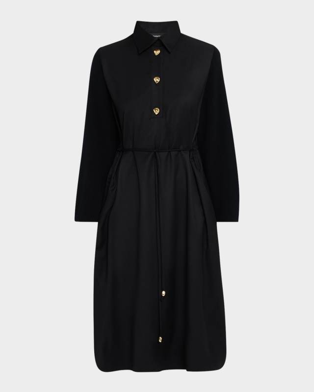 A-Line Mixed Media Midi Dress
